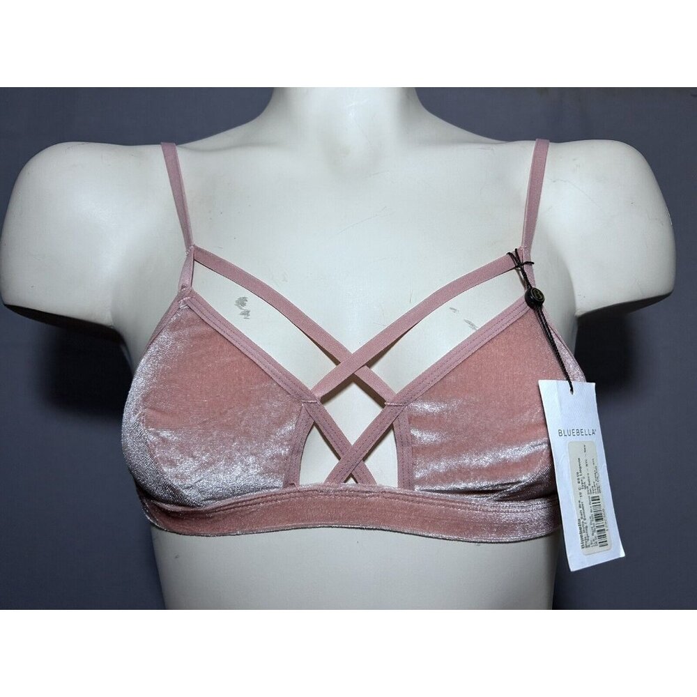 Bluebella Rylie Soft Bra Small Triangle Bralette Blush Pink Velour